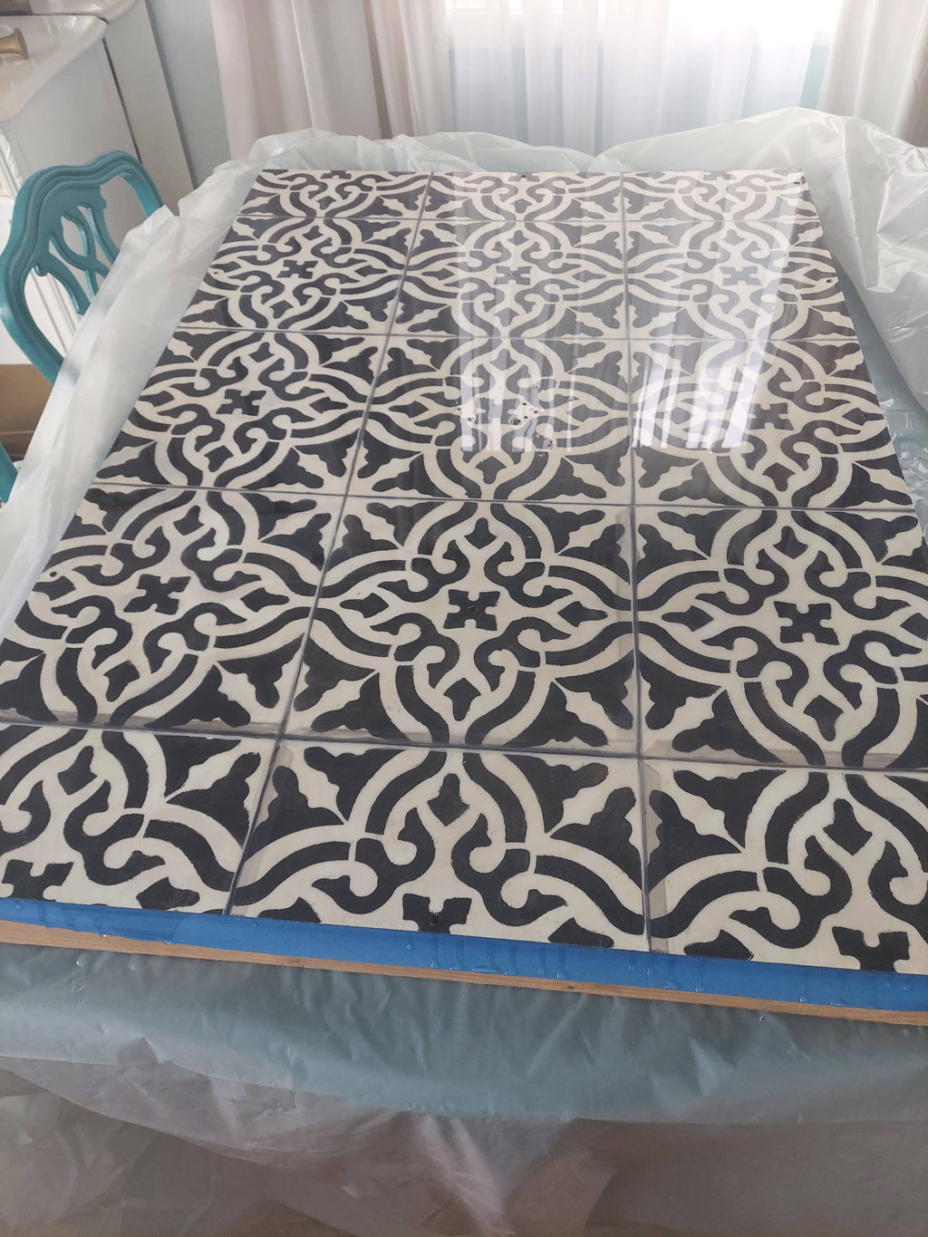Moroccan tile tabletop - in progress