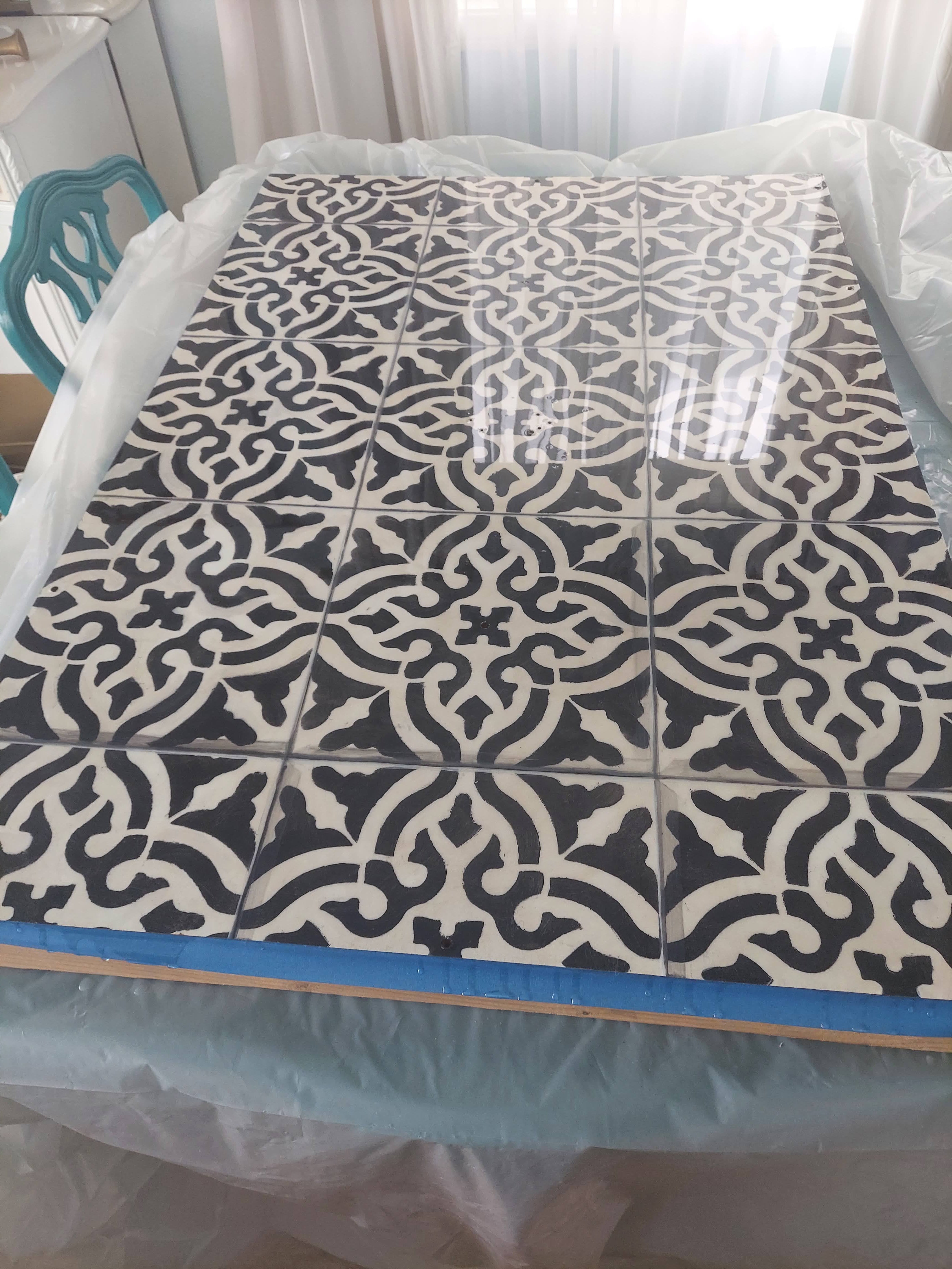 Moroccan tile tabletop - in progress