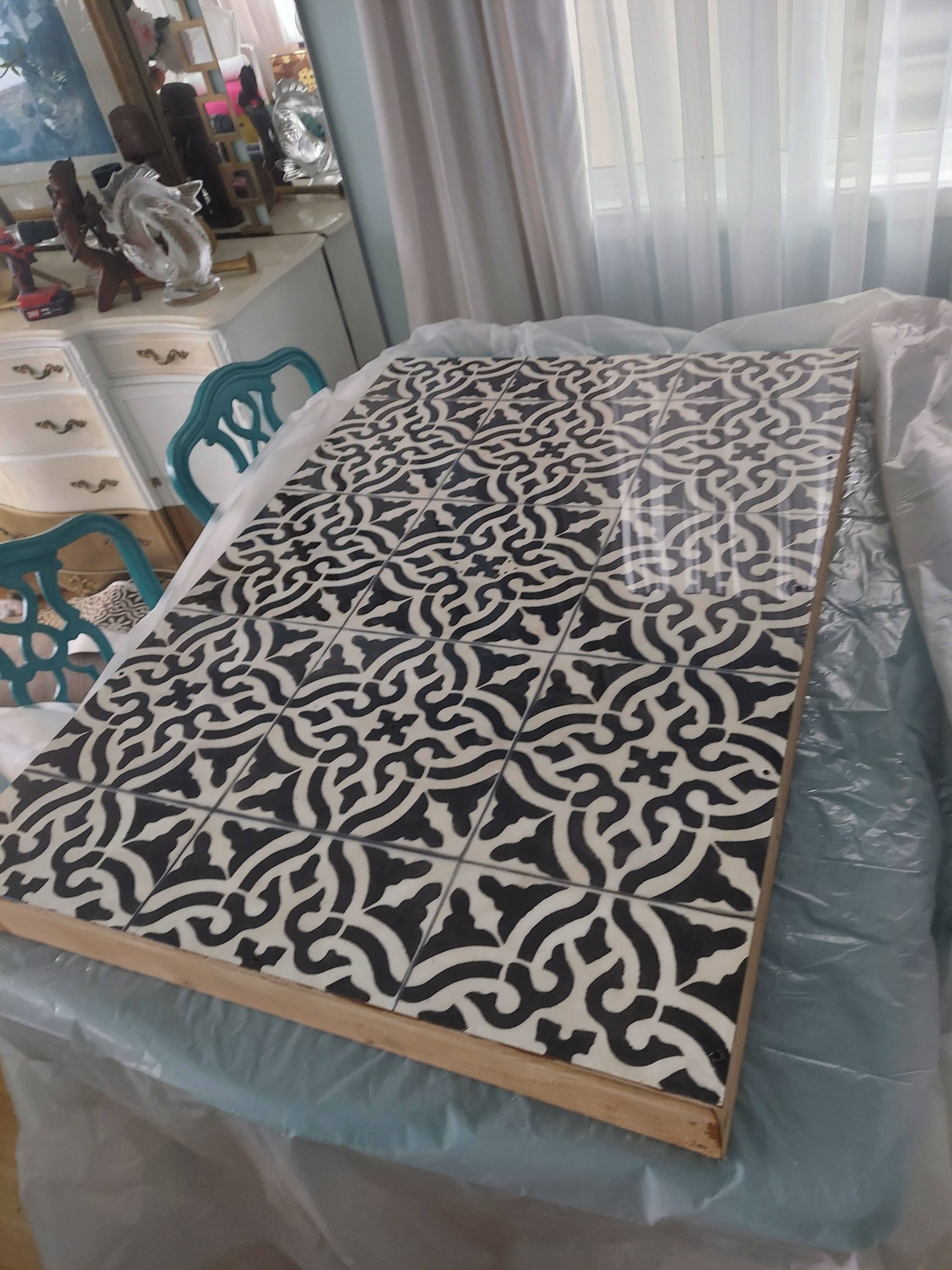 Moroccan tile tabletop - completed