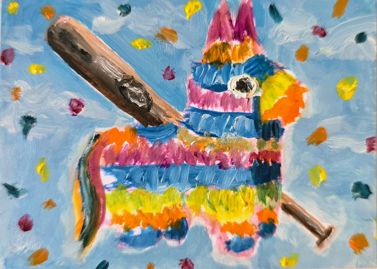 Sometimes You're The Pinata, Sometimes You're The Bat – Original Miniature Oil Painting