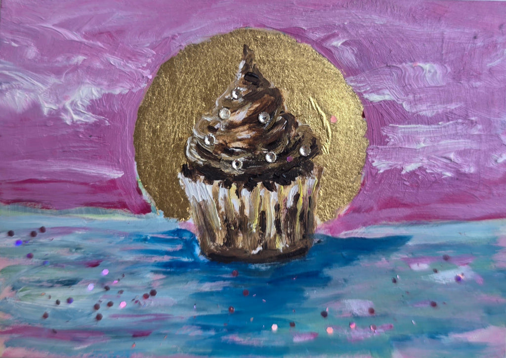 Persephone's Cupcake – Original ACEO Miniature Oil Painting