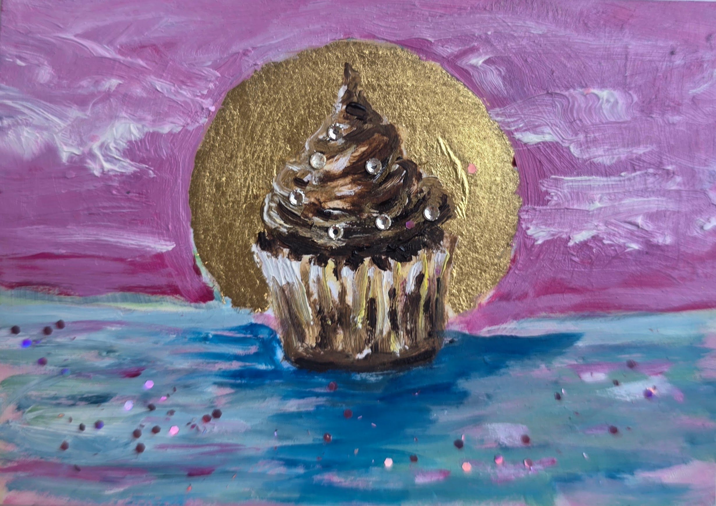 Persephone's Cupcake – Original ACEO Miniature Oil Painting