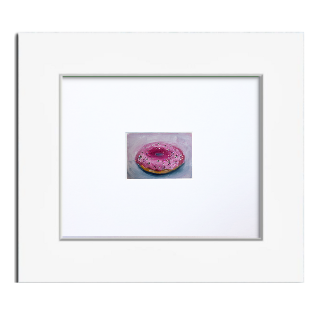 Cosmic Pink Donut – Original ACEO Miniature Oil Painting