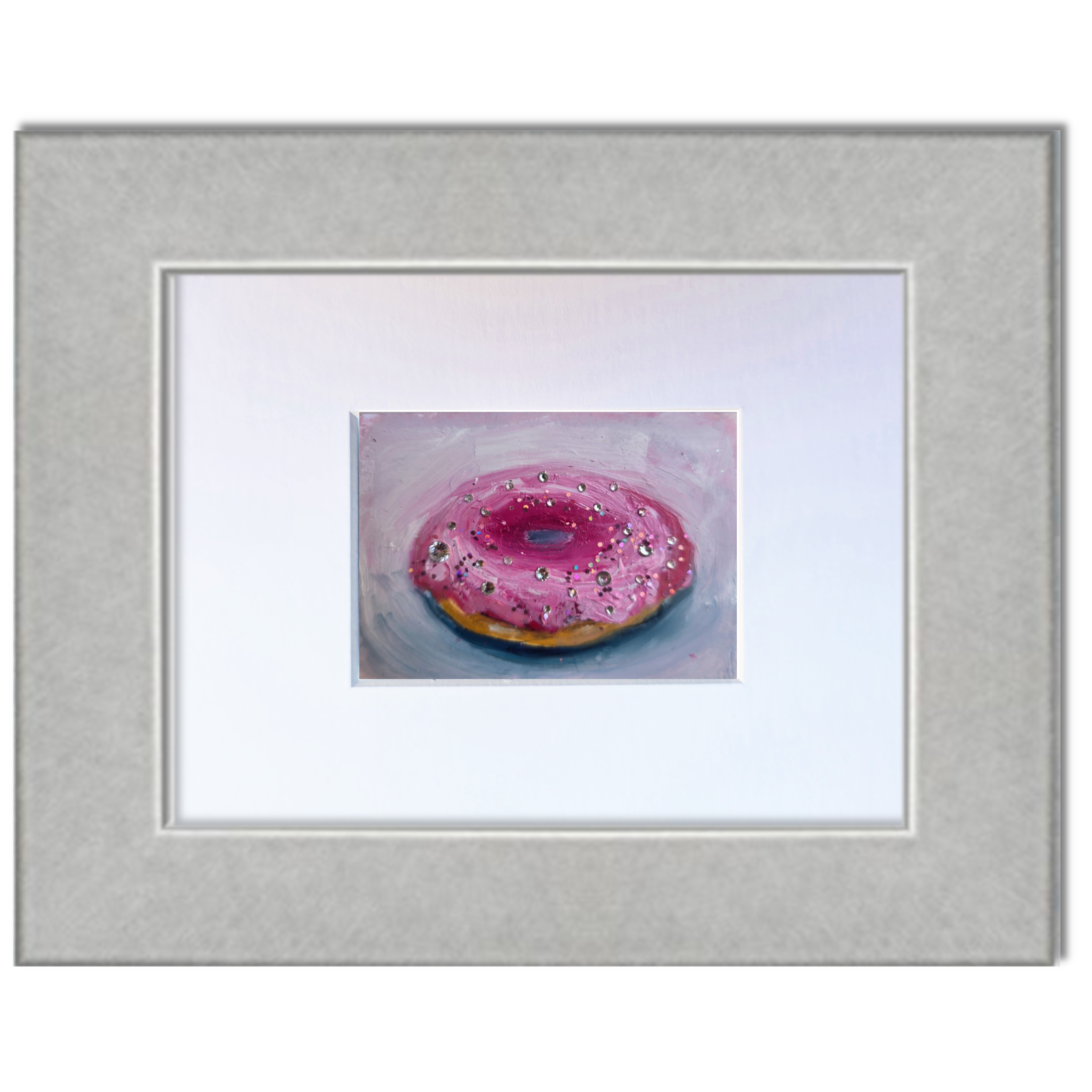 Cosmic Pink Donut – Original ACEO Miniature Oil Painting