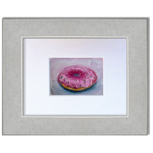 Cosmic Pink Donut – Original ACEO Miniature Oil Painting