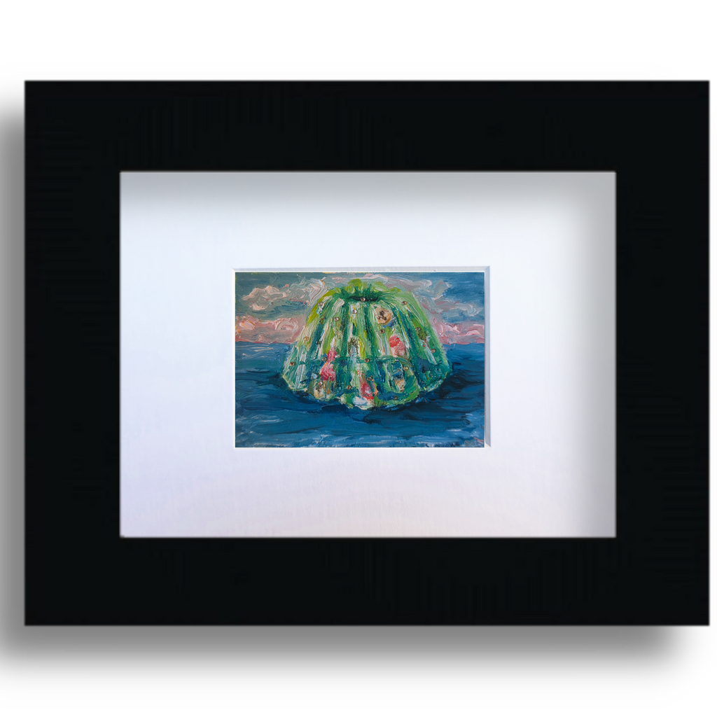 Lime Jello with Shrimp, Olives, and Banana Slices – Original ACEO Miniature Oil Painting