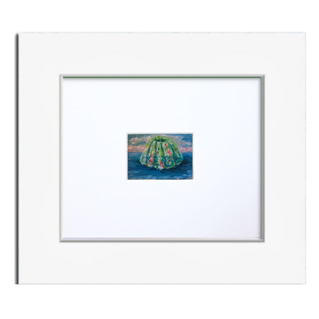 Lime Jello with Shrimp, Olives, and Banana Slices – Original ACEO Miniature Oil Painting