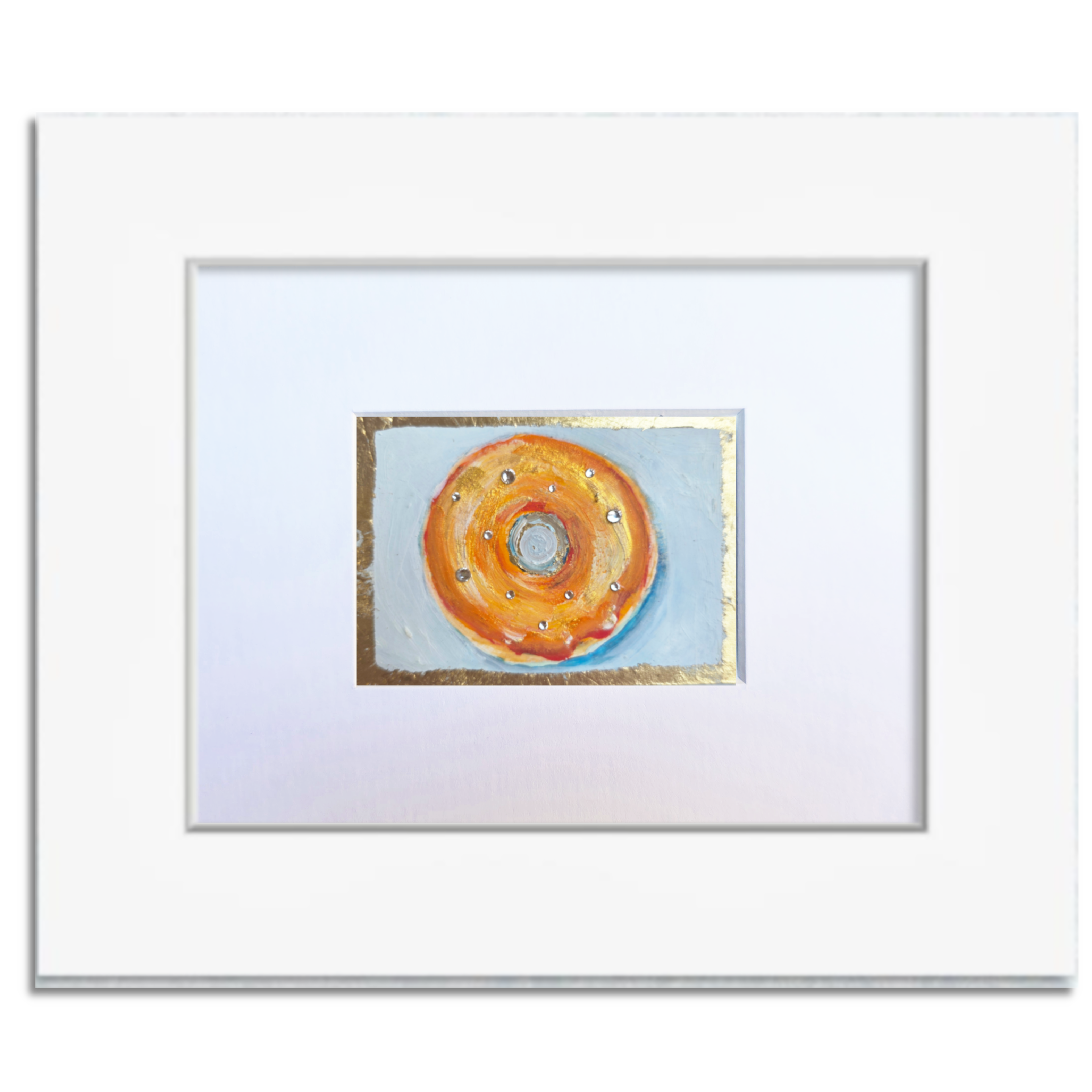 Orange Donut with Gold Leaf – Original ACEO Miniature Oil Painting