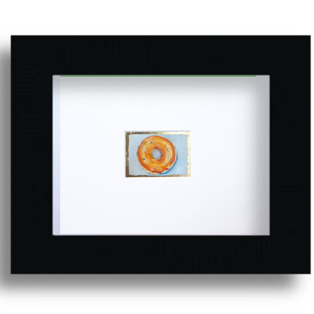 Orange Donut with Gold Leaf – Original ACEO Miniature Oil Painting
