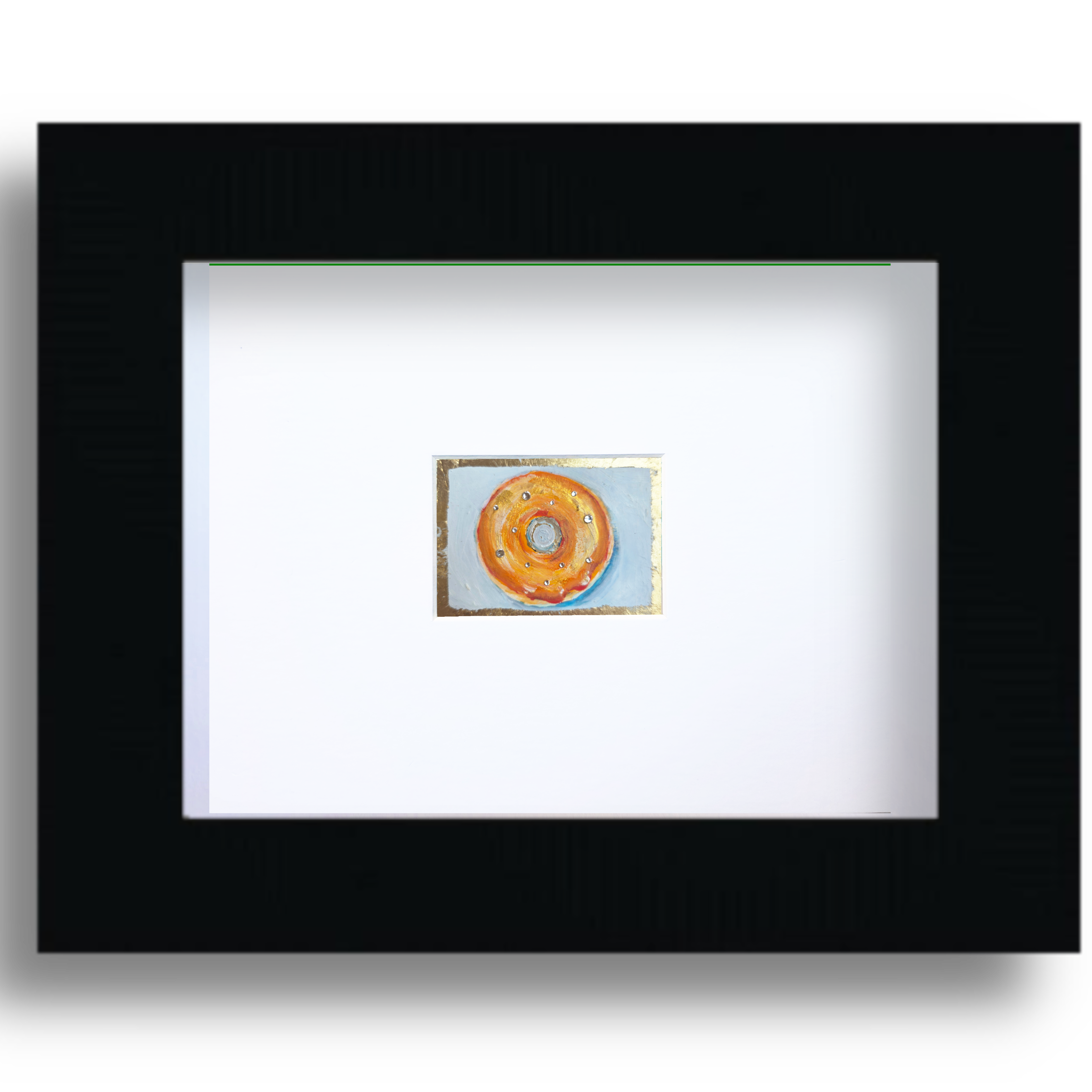 Orange Donut with Gold Leaf – Original ACEO Miniature Oil Painting