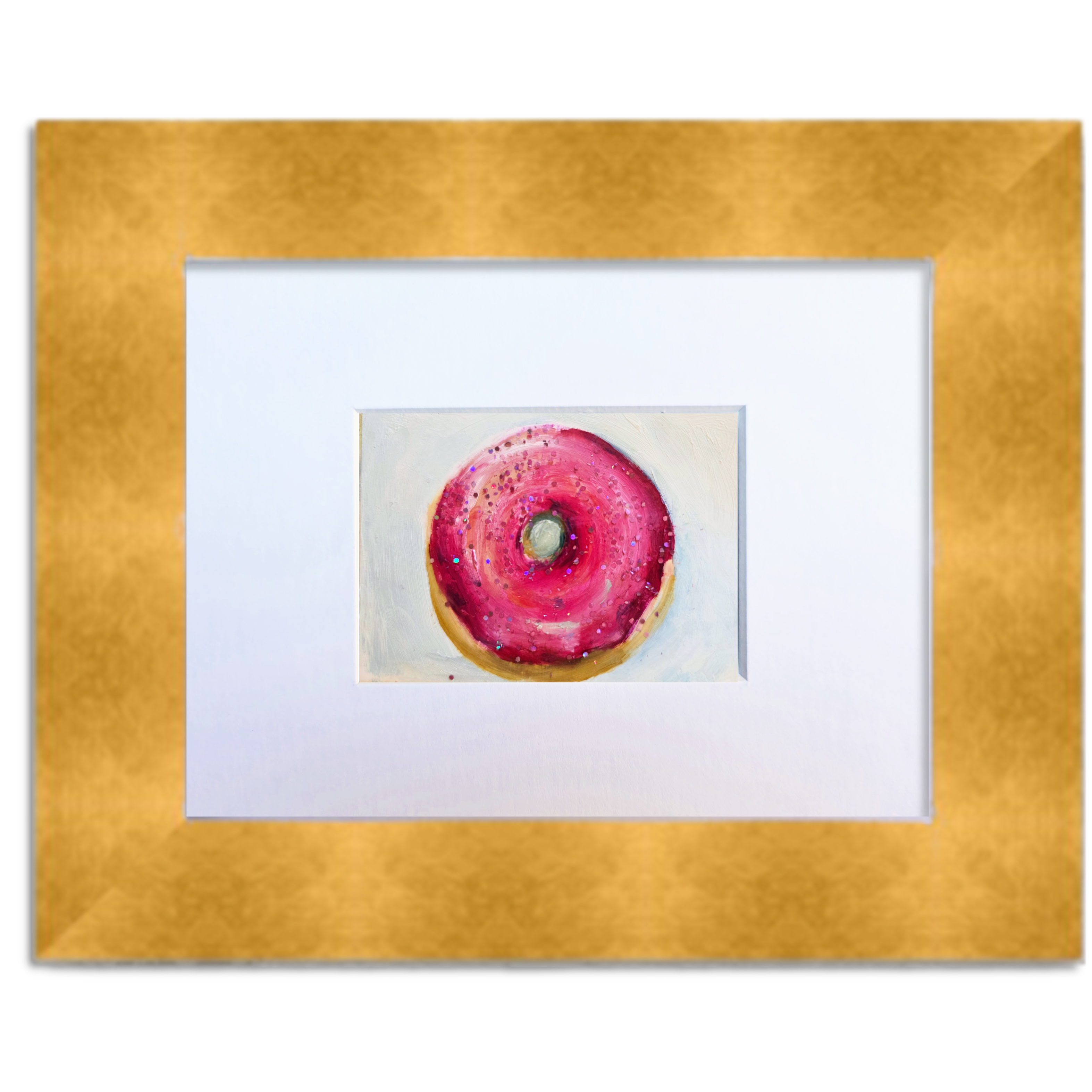 Pink Glitter Donut — Original ACEO Mini Painting