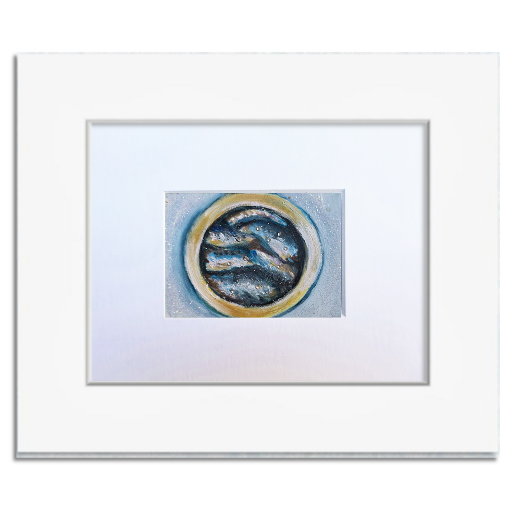 Sardines in a Round Tin – Original ACEO Miniature Oil Painting