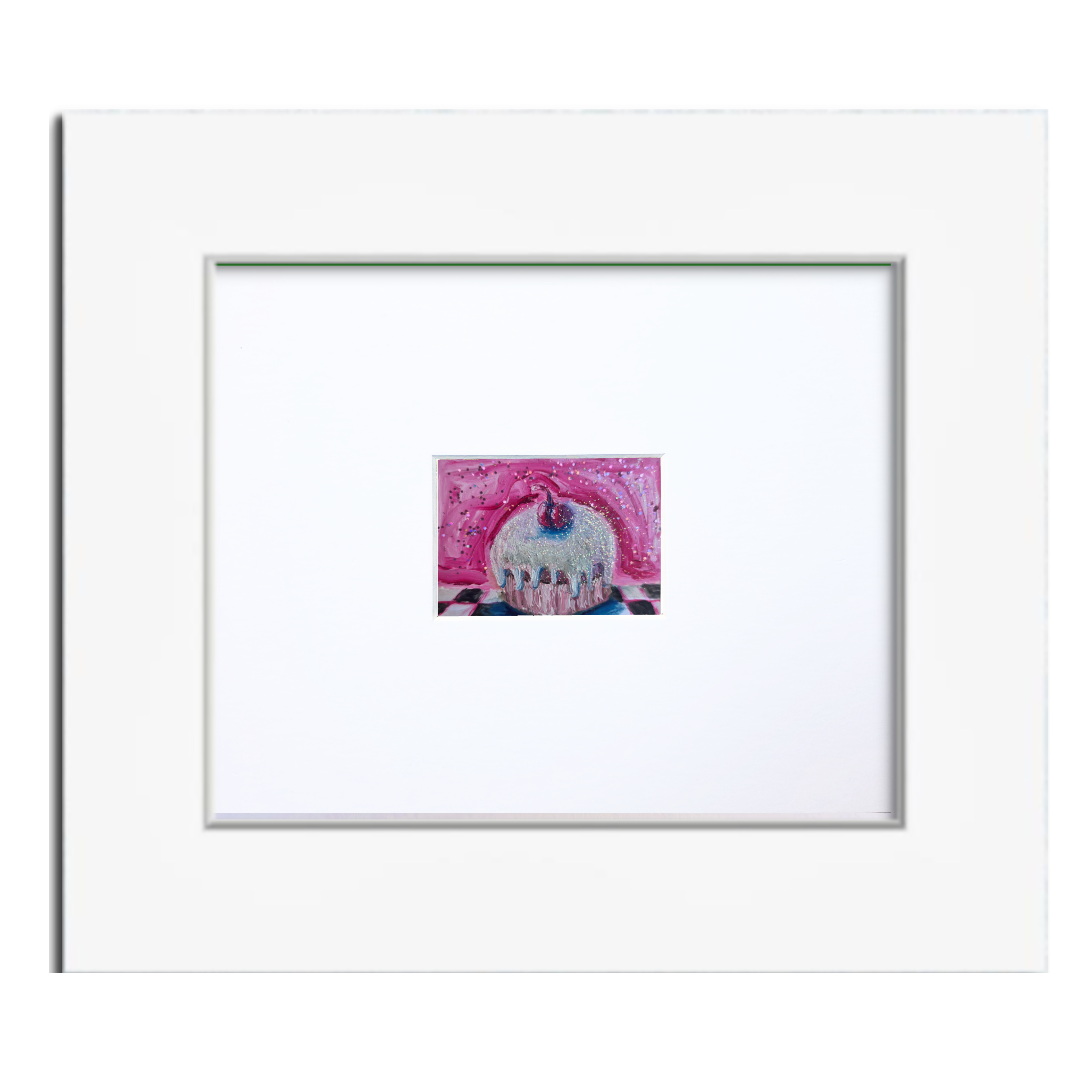 Snowball Cupcake with Cherry — Original ACEO Mini Painting