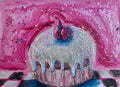 Snowball Cupcake with Cherry — Original ACEO Mini Painting