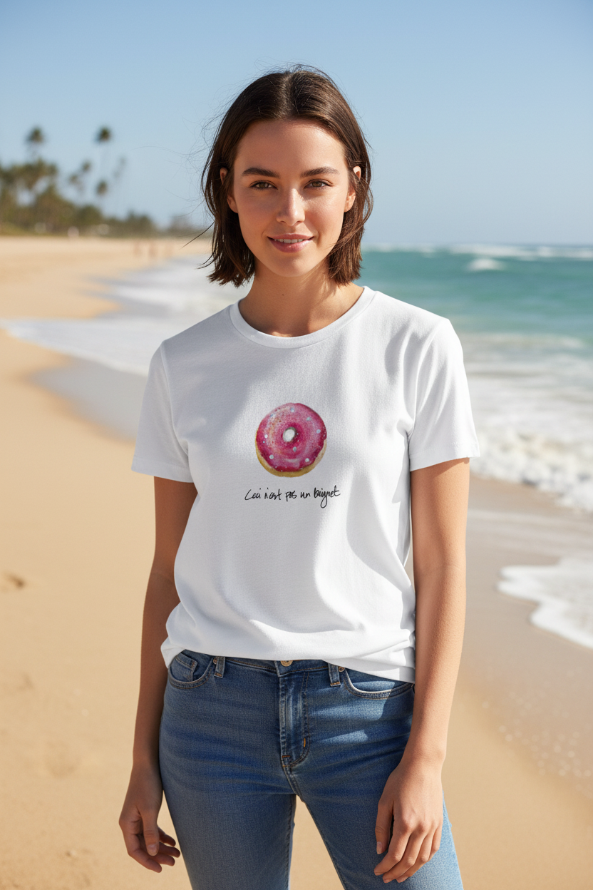 Ceci N’est Pas Une Beignet — Hand-Painted Art Tee