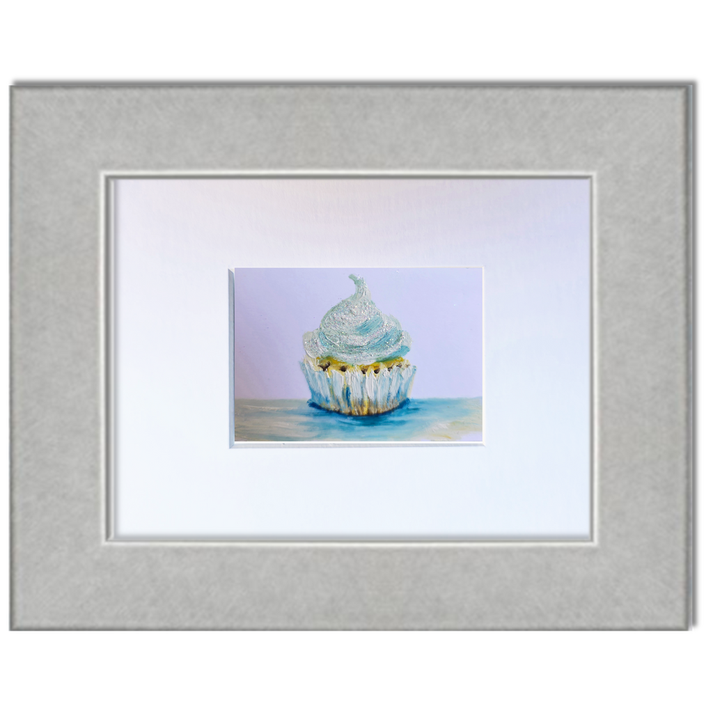 Tiffany Blue Tiny Cupcake — Original ACEO Mini Painting
