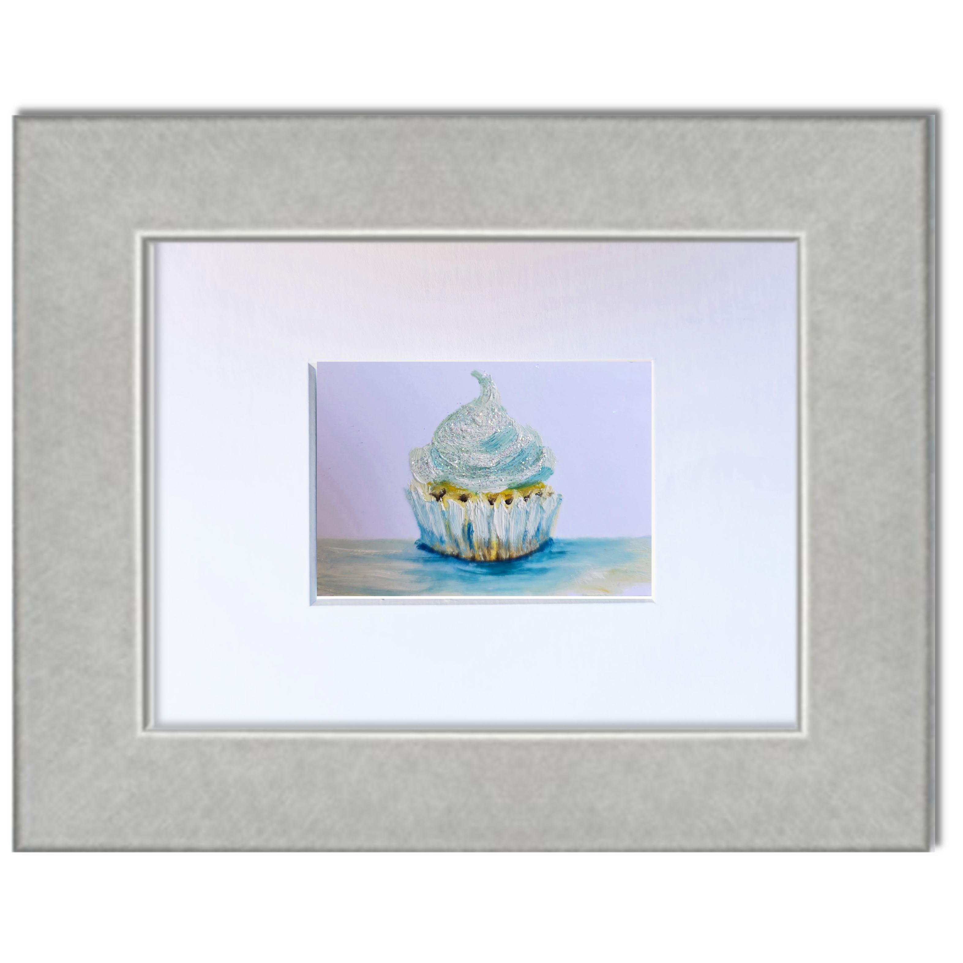 Tiffany Blue Tiny Cupcake — Original ACEO Mini Painting