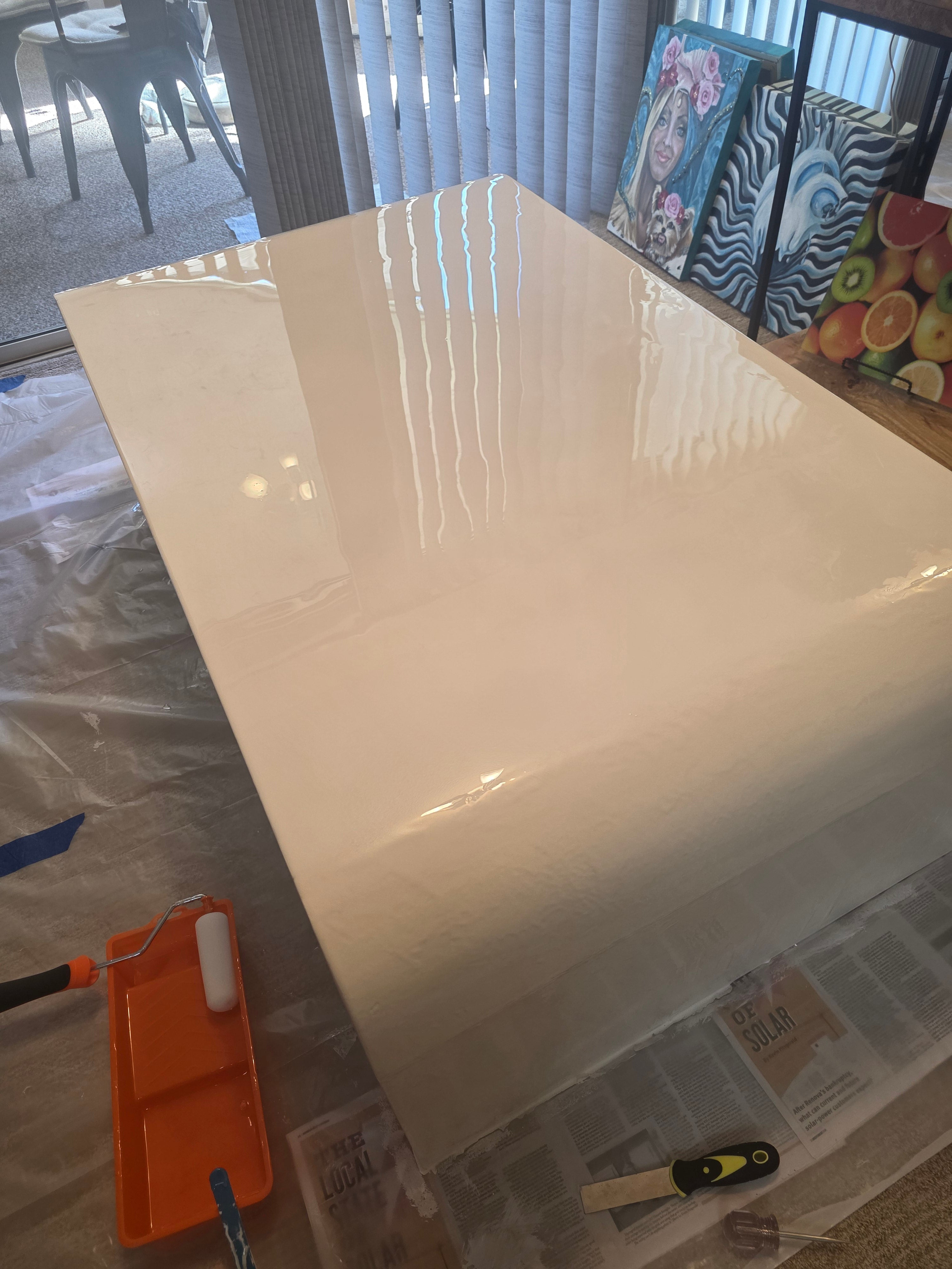 Gloss white waterfall coffee table - front view
